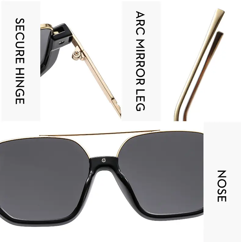 Men's Metal Sunscreen Sunglasses Black Gold — feature 10