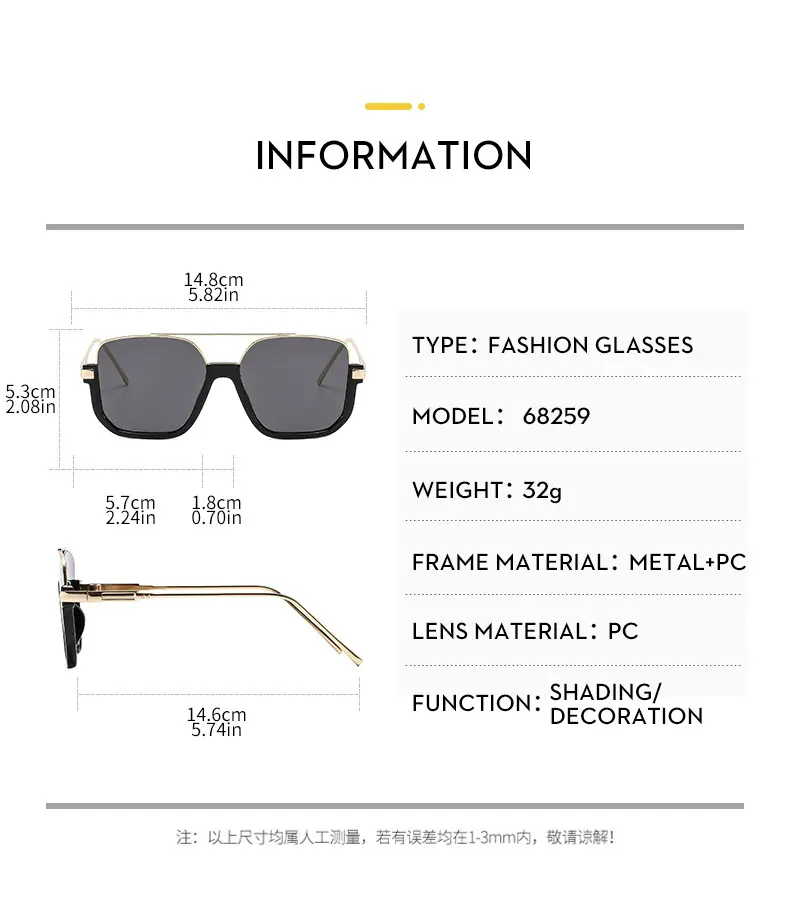 Men's Metal Sunscreen Sunglasses Black Gold — feature 11