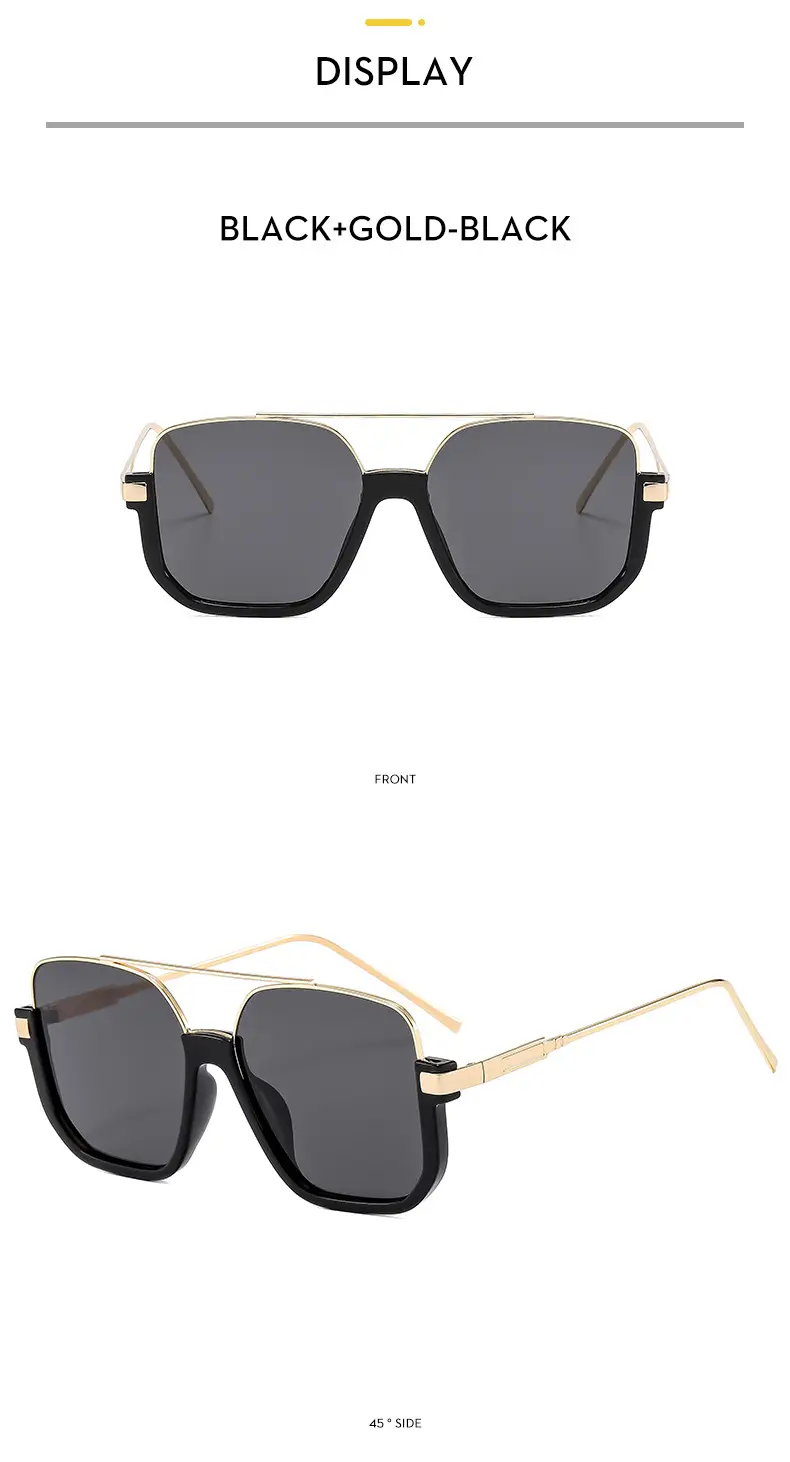 Men's Metal Sunscreen Sunglasses Black Gold — feature 13