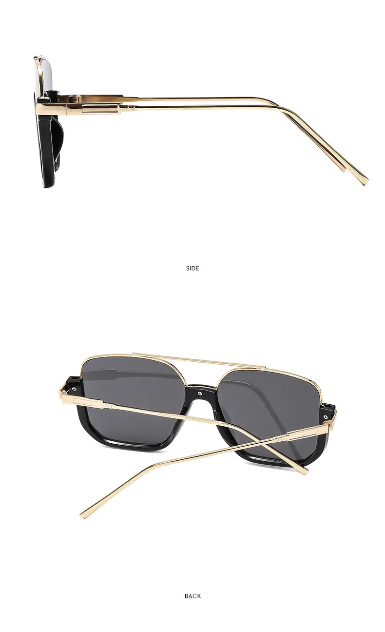 Men's Metal Sunscreen Sunglasses Black Gold — feature 14
