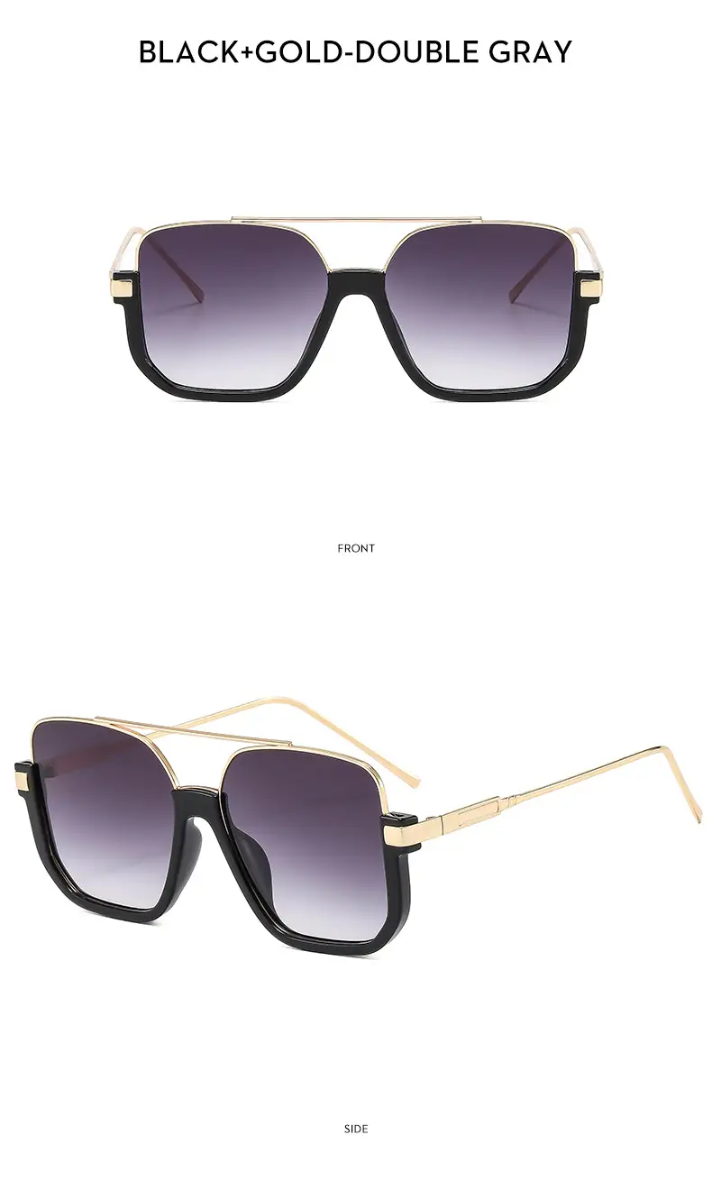 Men's Metal Sunscreen Sunglasses Black Gold — feature 18