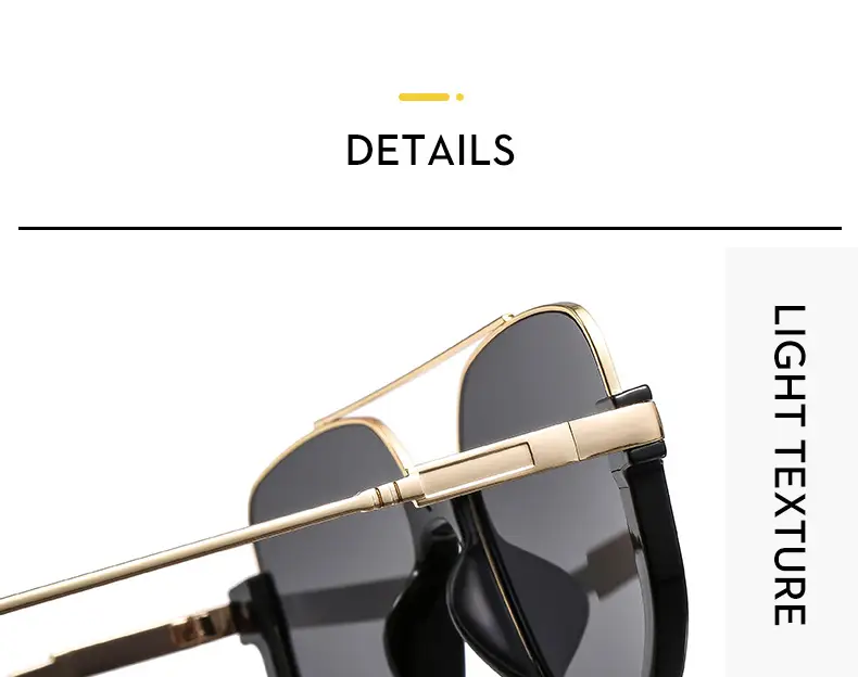 Men's Metal Sunscreen Sunglasses Black Gold — feature 9