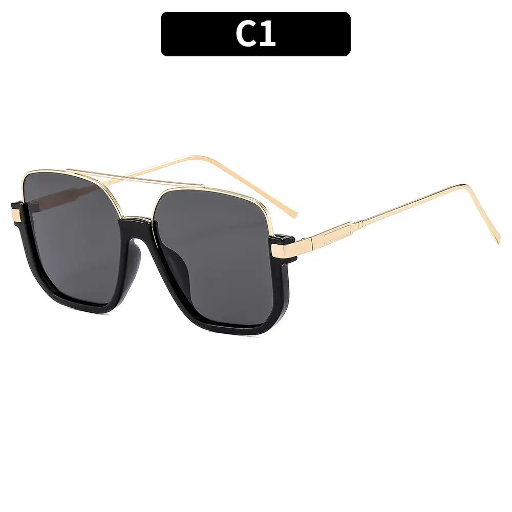 Men's Metal Sunscreen Sunglasses Black Gold