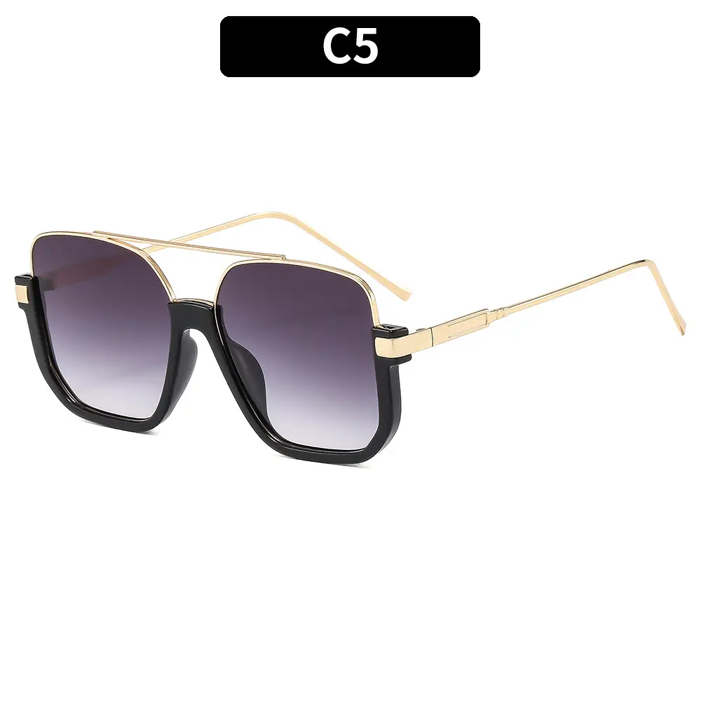 Men's Metal Sunscreen Sunglasses Black Gold - Image 5