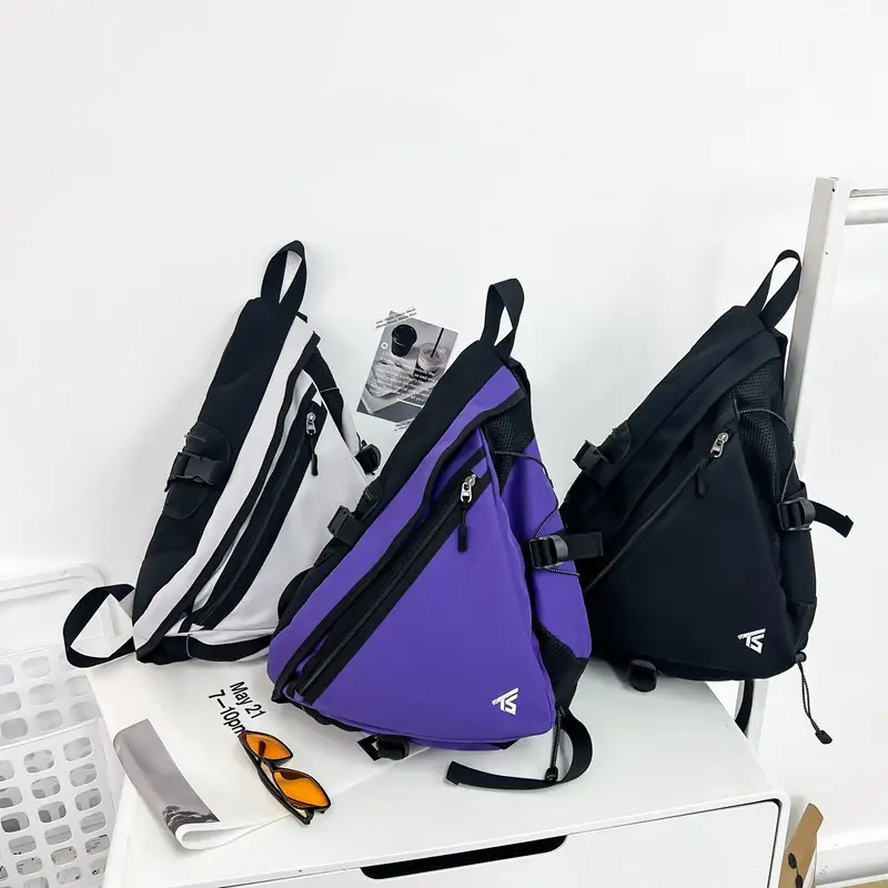 Men's Purple Composite Crossbody Bag with Zip & Strap - Image 5