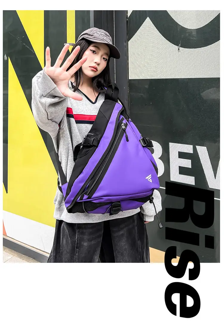 Men's Purple Composite Crossbody Bag with Zip & Strap — feature 3
