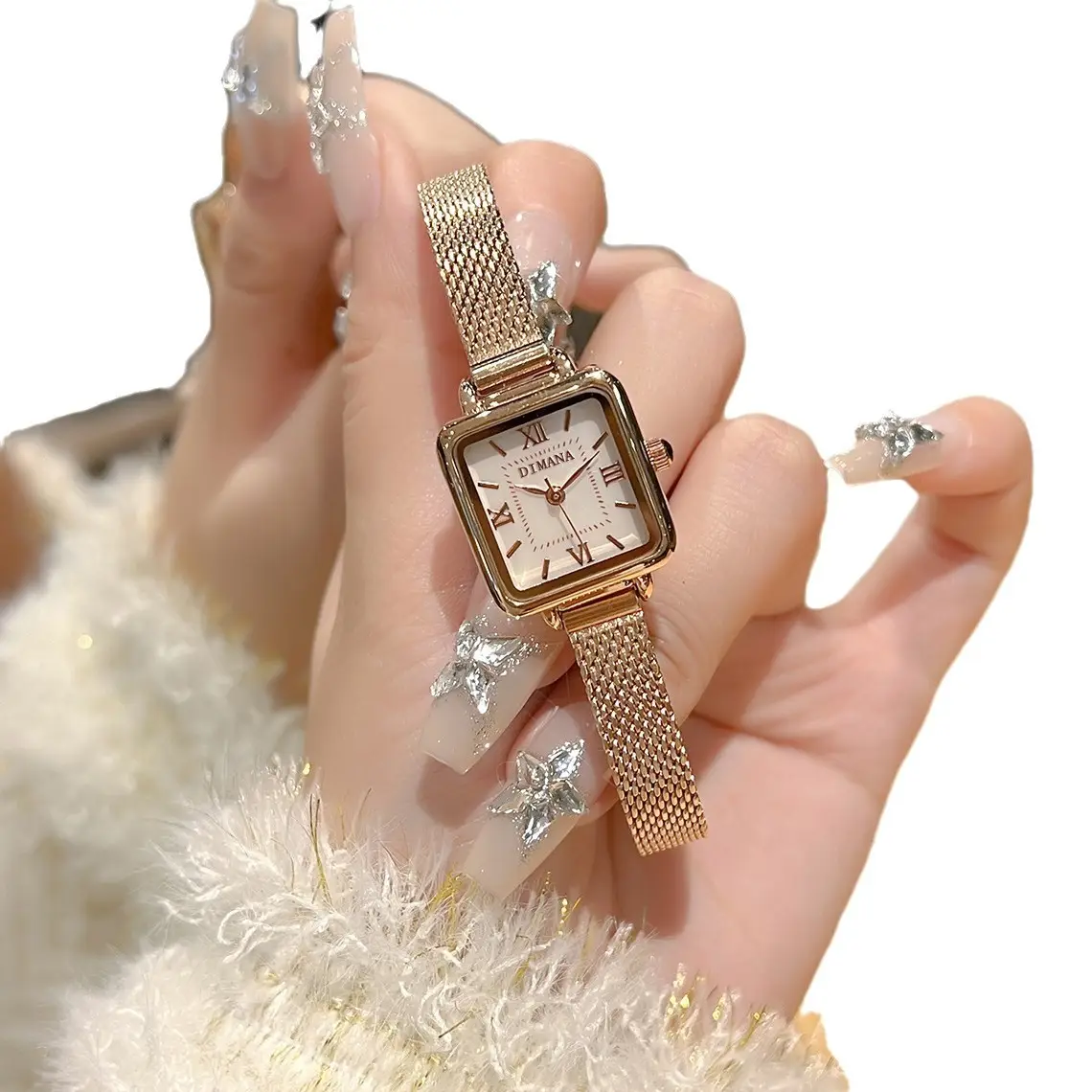 Women's Vintage Square Watch Brown Leather Strap Valentine Gift - Image 7
