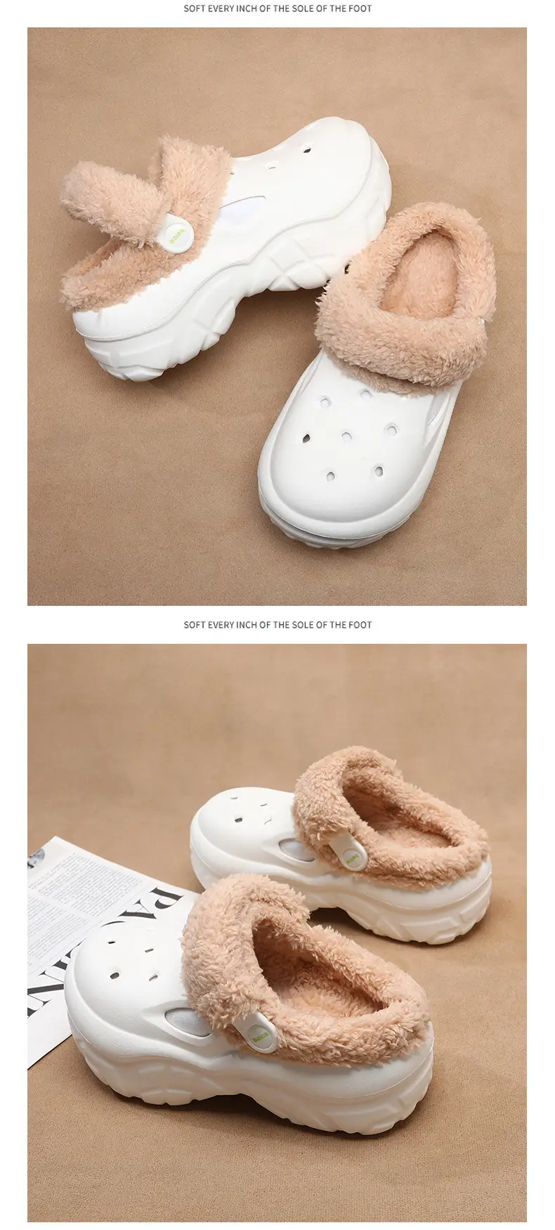 Women's Autumn and Winter Clogs with Plush Lining, Thickened and Warm Cotton Slippers, Height-Increasing Thick-Soled Non-Slip Eva Outdoor Closed-Toe Cotton Shoes Wholesale — feature 18