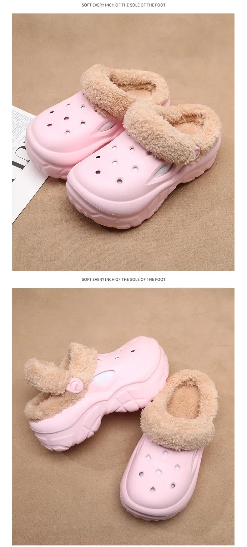 Women's Autumn and Winter Clogs with Plush Lining, Thickened and Warm Cotton Slippers, Height-Increasing Thick-Soled Non-Slip Eva Outdoor Closed-Toe Cotton Shoes Wholesale — feature 19