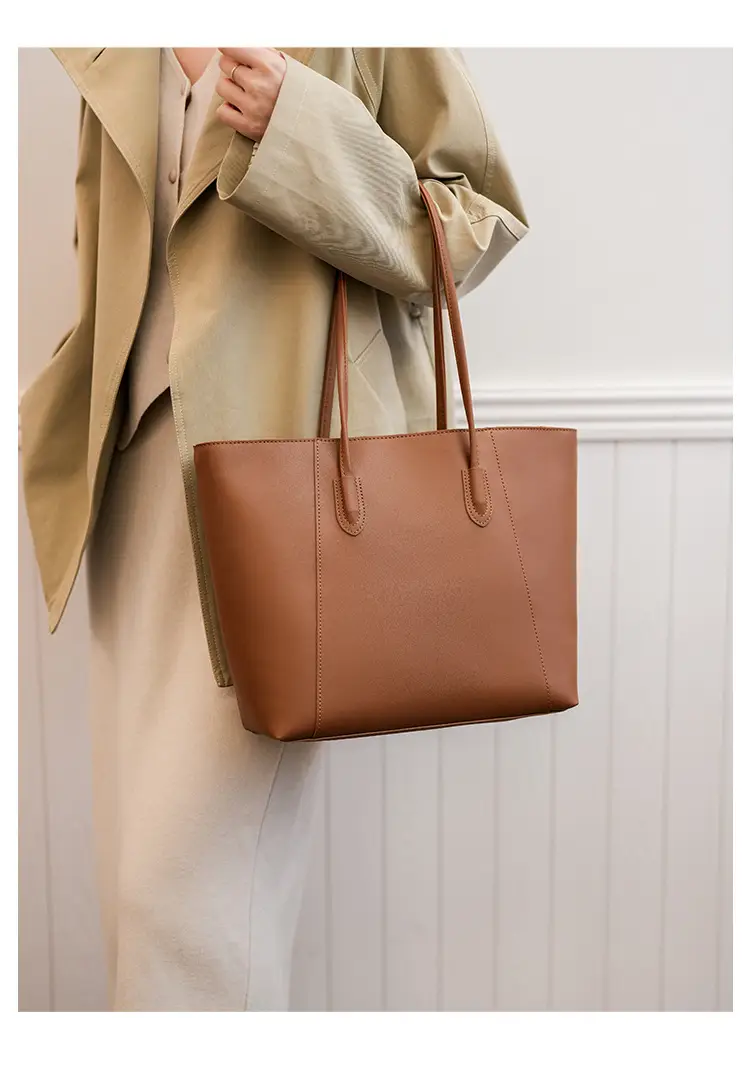 Brown Large Capacity Women's Tote Bag Shoulder Handbag — feature 16