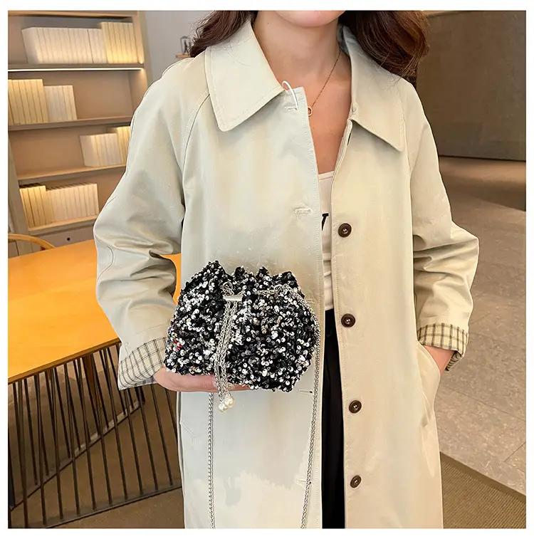 Black Sequin Chain Crossbody Bag for Women — feature 14