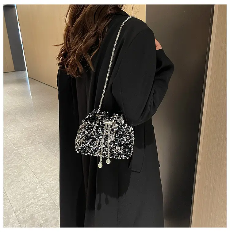 Black Sequin Chain Crossbody Bag for Women — feature 25