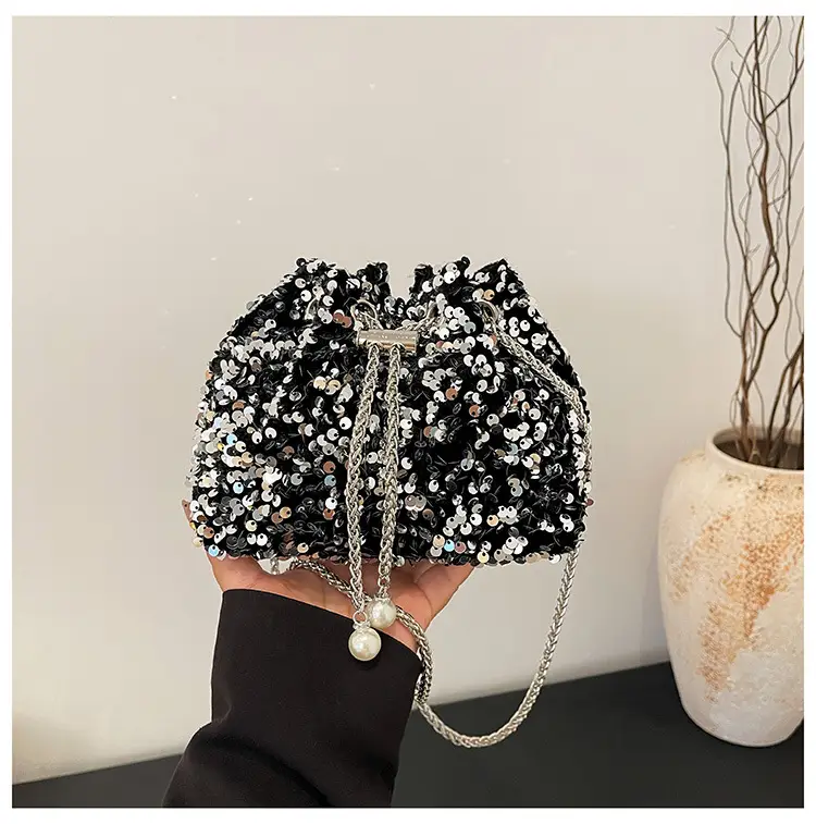 Black Sequin Chain Crossbody Bag for Women — feature 27