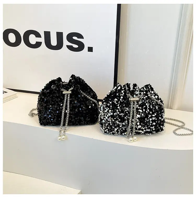 Black Sequin Chain Crossbody Bag for Women — feature 28