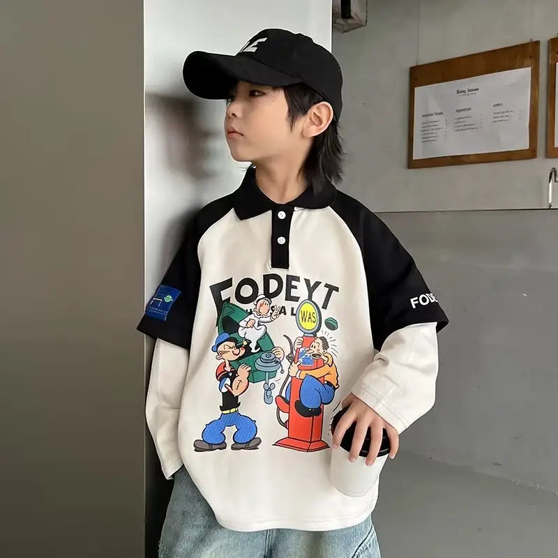 Boys' Cartoon Polo Shirt Long Sleeve Spring Autumn 2025 - Image 3