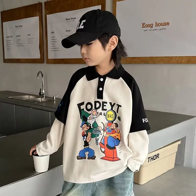 Boys' Cartoon Polo Shirt Long Sleeve Spring Autumn 2025 - Image 4