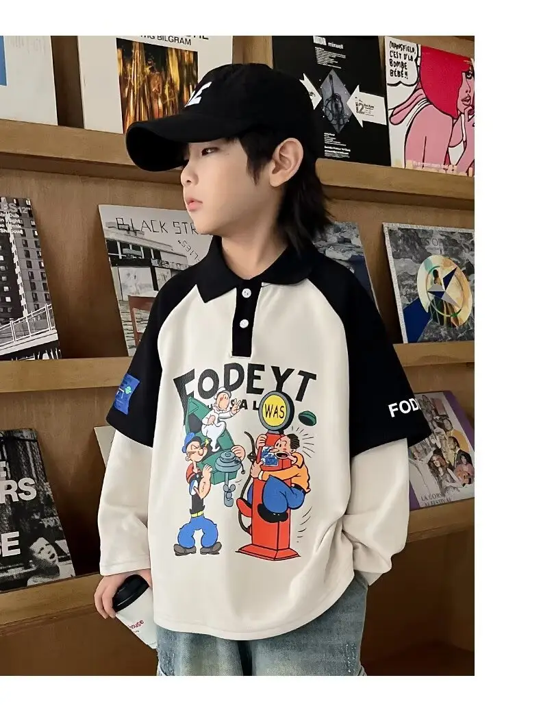 Boys' Cartoon Polo Shirt Long Sleeve Spring Autumn 2025 — feature 10