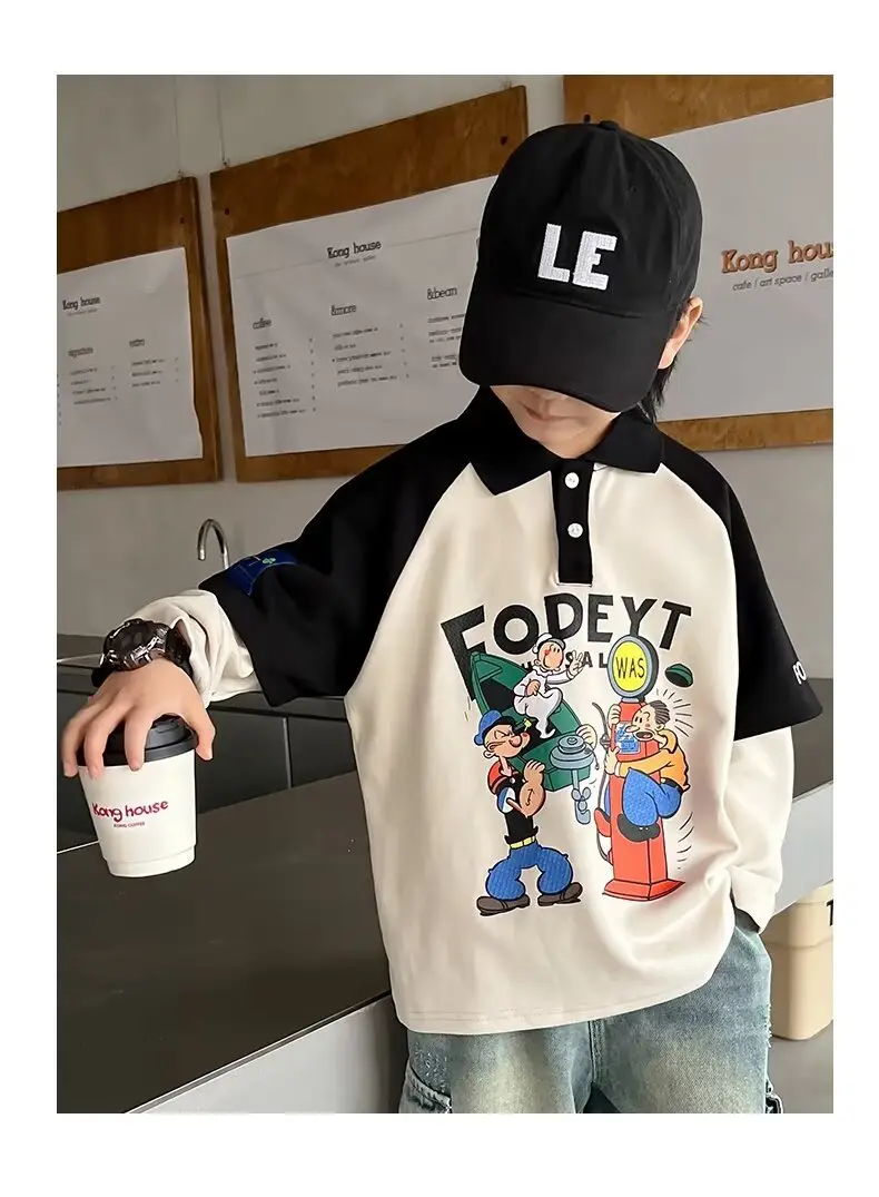 Boys' Cartoon Polo Shirt Long Sleeve Spring Autumn 2025 — feature 11