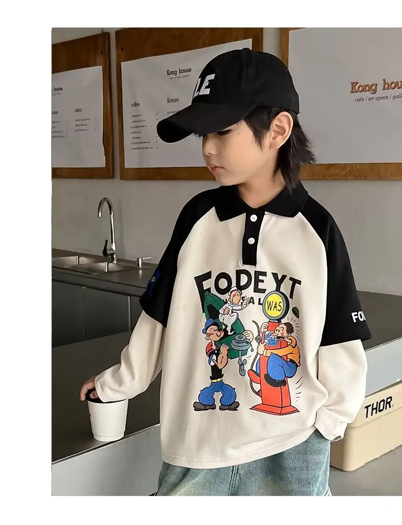 Boys' Cartoon Polo Shirt Long Sleeve Spring Autumn 2025 — feature 12
