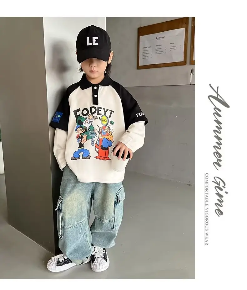 Boys' Cartoon Polo Shirt Long Sleeve Spring Autumn 2025 — feature 13