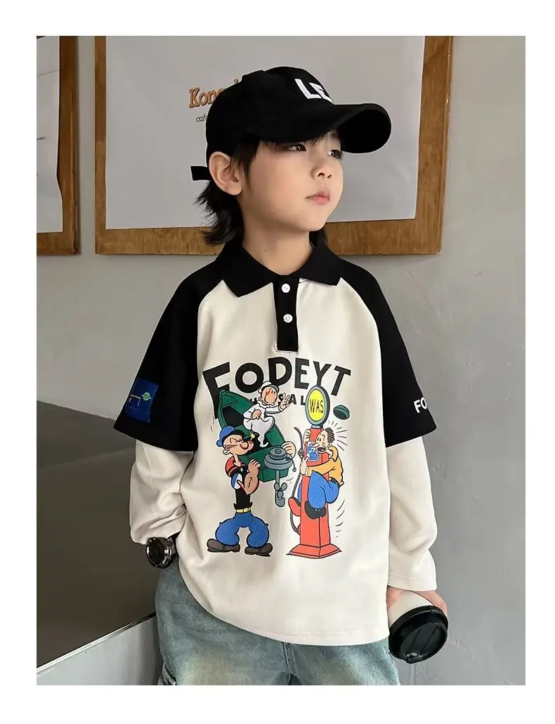 Boys' Cartoon Polo Shirt Long Sleeve Spring Autumn 2025 — feature 14