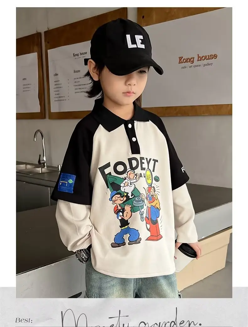 Boys' Cartoon Polo Shirt Long Sleeve Spring Autumn 2025 — feature 15