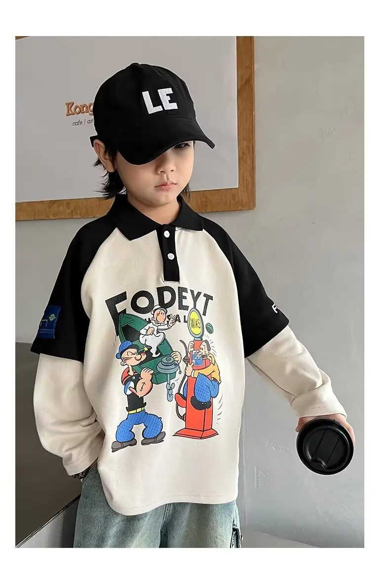 Boys' Cartoon Polo Shirt Long Sleeve Spring Autumn 2025 — feature 6