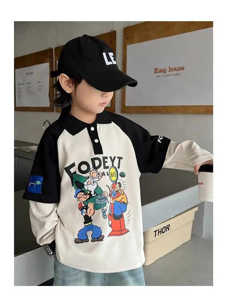 Boys' Cartoon Polo Shirt Long Sleeve Spring Autumn 2025 — feature 9
