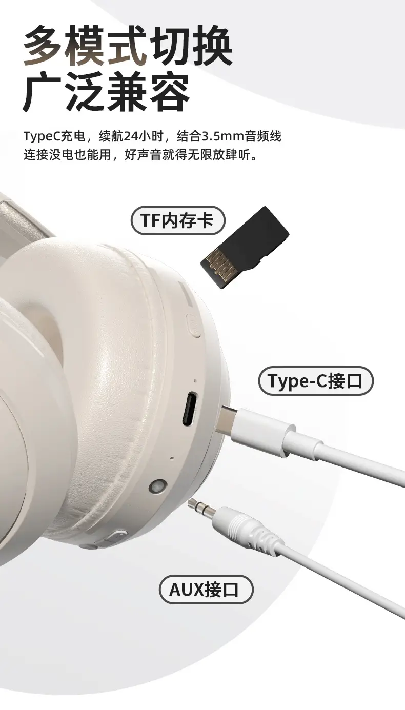 Wireless HIFI Headset Bluetooth 5.3 Black 214g — feature 12