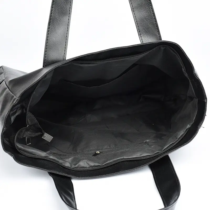 Black PU Leather Shoulder Bag Large Capacity - Image 8