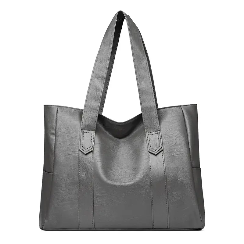Black PU Leather Shoulder Bag Large Capacity - Image 9