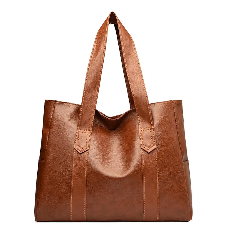 Black PU Leather Shoulder Bag Large Capacity - Image 2