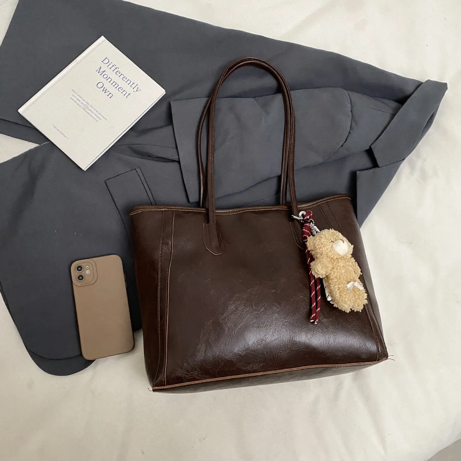Vintage Women's Shoulder Bag Beige 2024 New Autumn Winter - Image 6