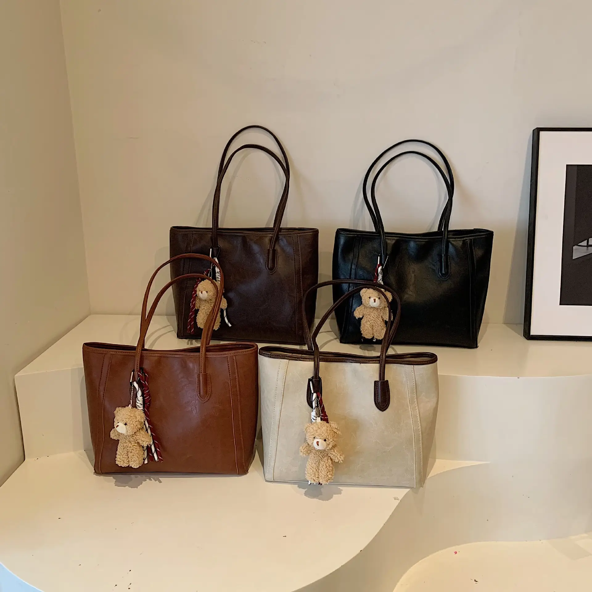 Vintage Women's Shoulder Bag Beige 2024 New Autumn Winter - Image 8