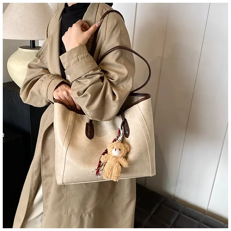 Vintage Women's Shoulder Bag Beige 2024 New Autumn Winter — feature 16