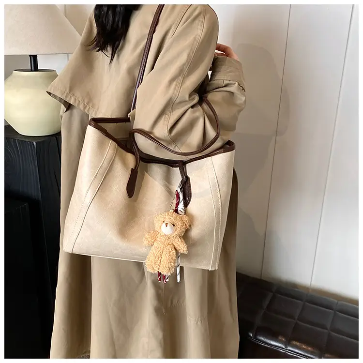 Vintage Women's Shoulder Bag Beige 2024 New Autumn Winter — feature 18