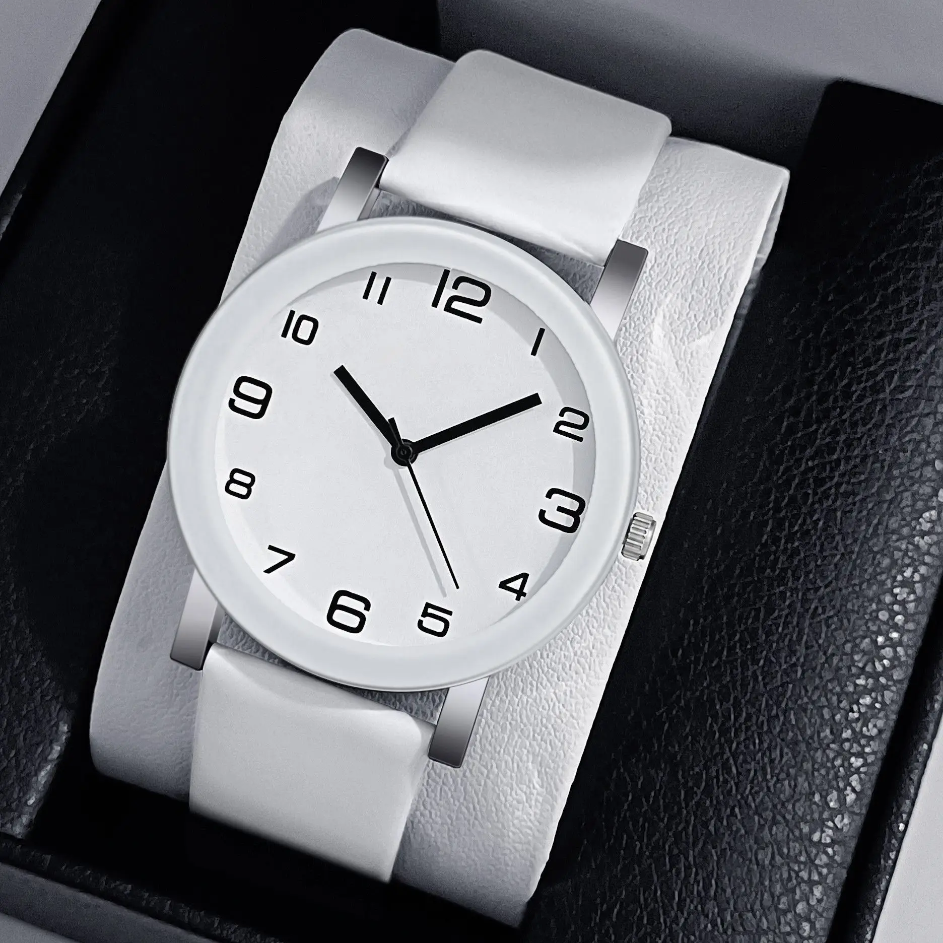 White Quartz Watch for Men Casual Style