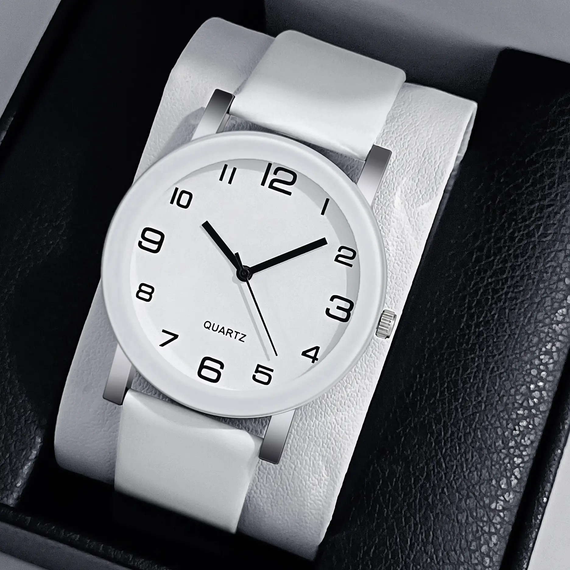 White Quartz Watch for Men Casual Style — feature 5
