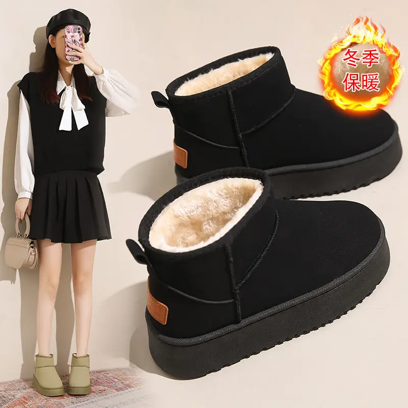 Thick-Soled Snow Boots for Women in Winter Fleece-Lined and Thickeneding Wholesale New Non-Slip Waterproof Subzero Warm Northeastern Cotton Shoes for Outer Wear - Image 5