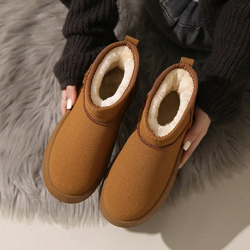 Thick-Soled Snow Boots for Women in Winter Fleece-Lined and Thickeneding Wholesale New Non-Slip Waterproof Subzero Warm Northeastern Cotton Shoes for Outer Wear - Image 6
