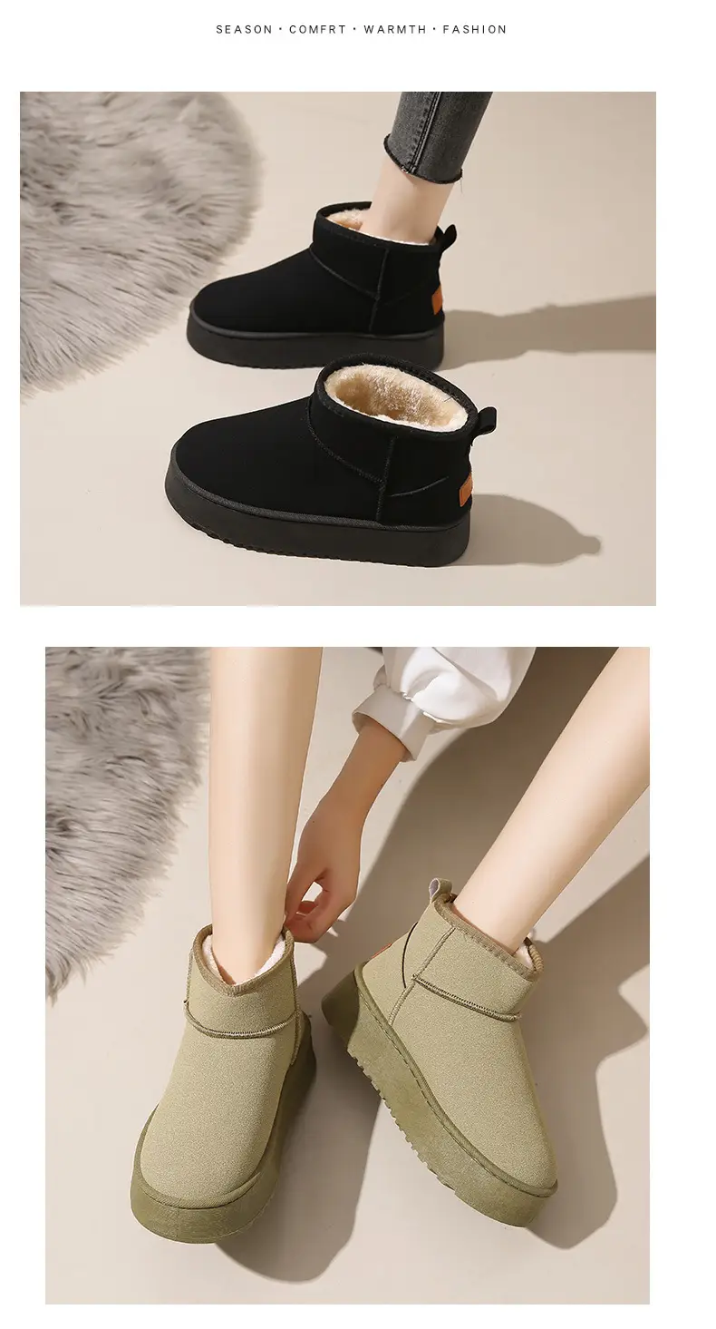 Thick-Soled Snow Boots for Women in Winter Fleece-Lined and Thickeneding Wholesale New Non-Slip Waterproof Subzero Warm Northeastern Cotton Shoes for Outer Wear — feature 13