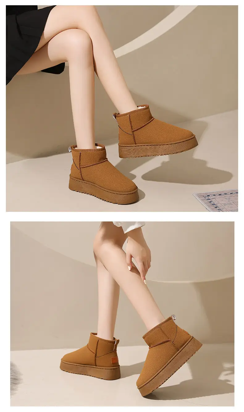 Thick-Soled Snow Boots for Women in Winter Fleece-Lined and Thickeneding Wholesale New Non-Slip Waterproof Subzero Warm Northeastern Cotton Shoes for Outer Wear — feature 19