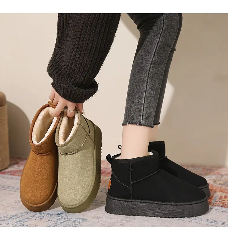 Thick-Soled Snow Boots for Women in Winter Fleece-Lined and Thickeneding Wholesale New Non-Slip Waterproof Subzero Warm Northeastern Cotton Shoes for Outer Wear — feature 20