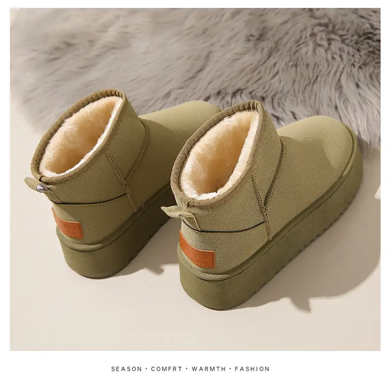 Thick-Soled Snow Boots for Women in Winter Fleece-Lined and Thickeneding Wholesale New Non-Slip Waterproof Subzero Warm Northeastern Cotton Shoes for Outer Wear — feature 25