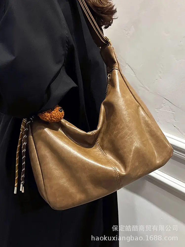 Women's Brown Velvet Crossbody Bag Large Capacity Winter College - Image 15