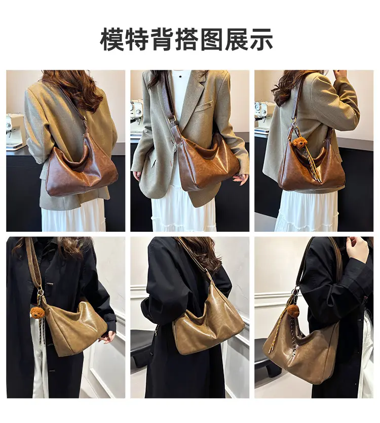 Women's Brown Velvet Crossbody Bag Large Capacity Winter College β feature 11