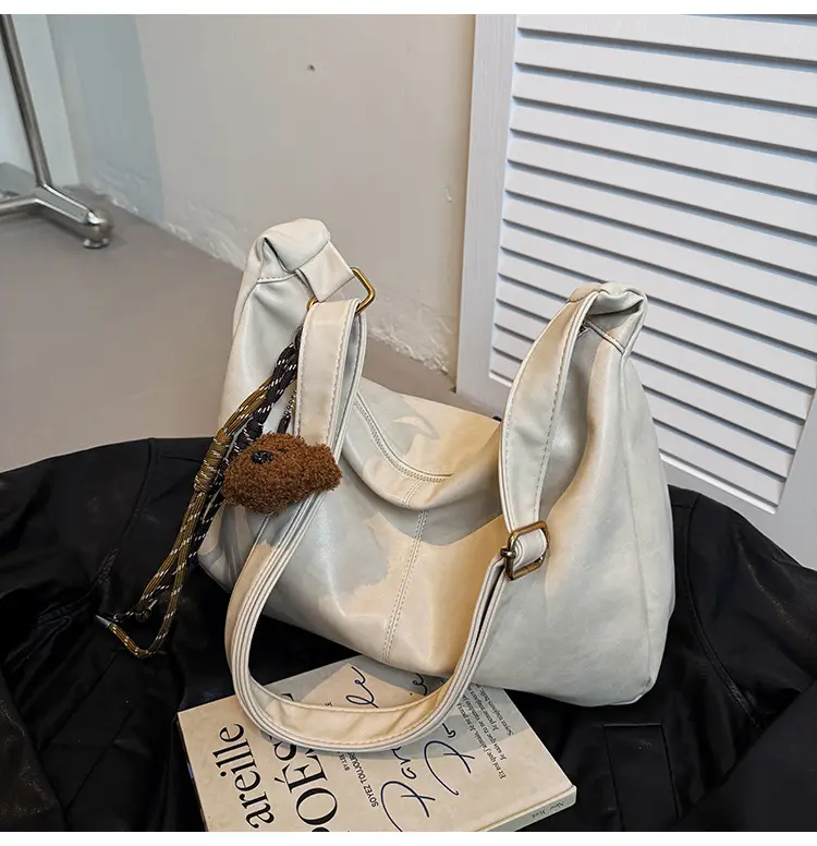 Women's Brown Velvet Crossbody Bag Large Capacity Winter College β feature 16