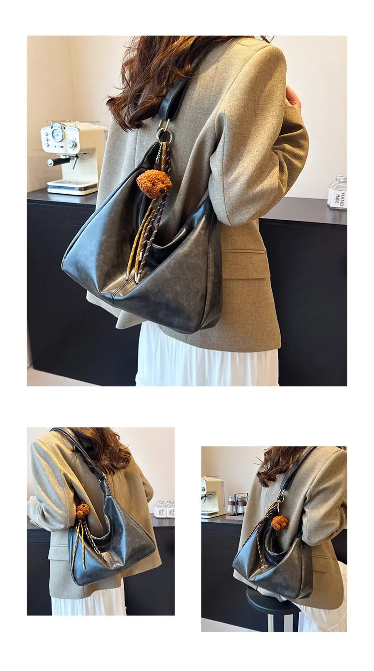 Women's Brown Velvet Crossbody Bag Large Capacity Winter College β feature 9