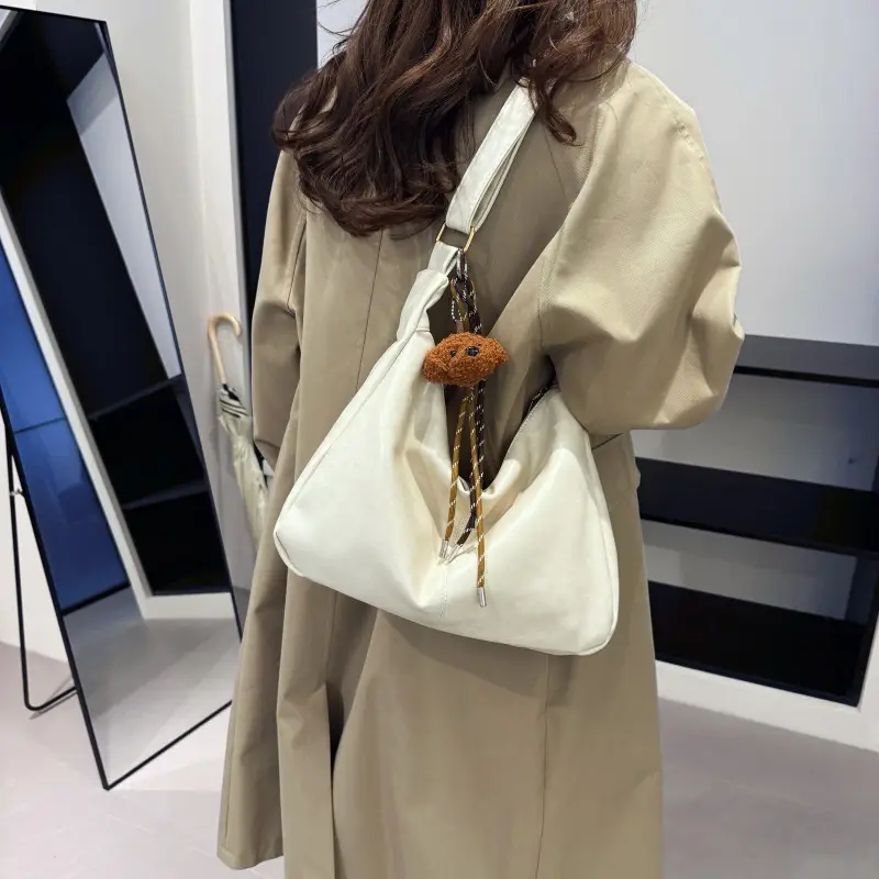 Women's Brown Velvet Crossbody Bag Large Capacity Winter College - Image 9