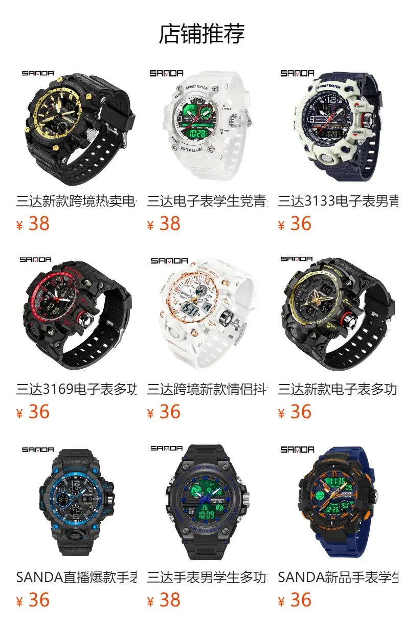Sanda Black Military Style Electronic Sports Watch — feature 3